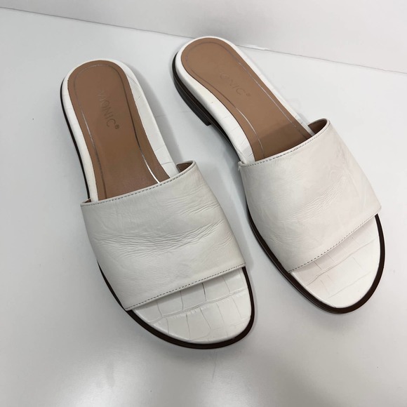 Vionic Citrine Demi Slide Sandal in White Leather Size 6 - Picture 1 of 10